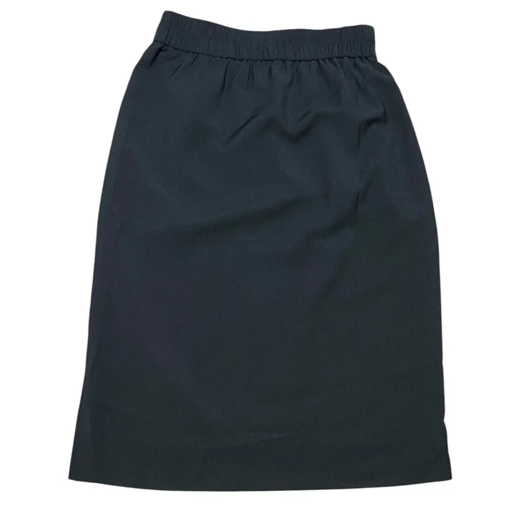 J.Crew NEW Black Elastic Waist Midi Skirt Quiet Luxury Career Corporate Size XXS